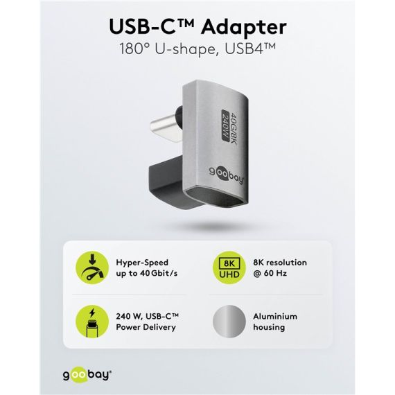 Adattatore USB-C 180° a forma di U, USB4 WE74445 Goobay