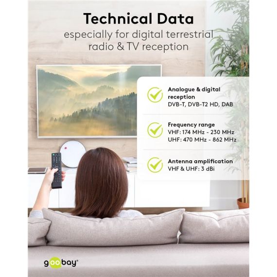 Mini antenna magnetica passiva DVB-T2 (HD) WE67090 Goobay