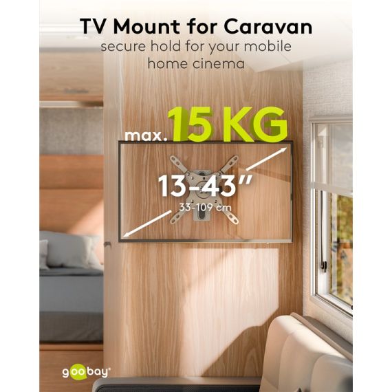 Supporto a parete per TV Caravan TILT (M), argento WE71987 Goobay