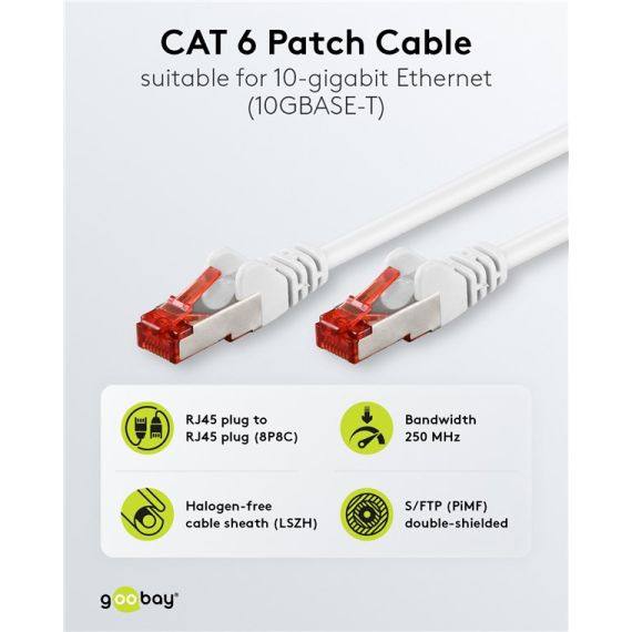 CAT 6 cavo patch, S/FTP (PiMF), bianco, 5 m WE93509 Goobay