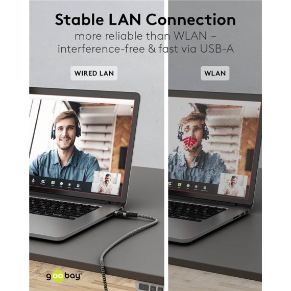 Cavo Ethernet da USB-A 3.0 a RJ45, Slim, 5 m WE74397 Goobay