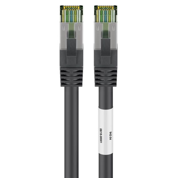 Cavo patch RJ45 (CAT 6A, 500 MHz) con CAT 8.1 cavo grezzo S/FTP, nero WE66726 Goobay
