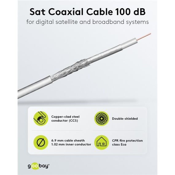 100 dB cavo coassiale SAT, doppia schermatura, CCS WE27528 Goobay
