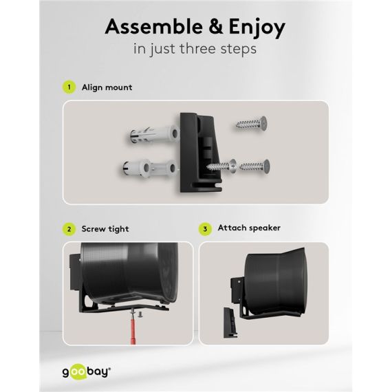 Supporto a parete per altoparlanti Modern Era 3 Flex, nero WE71194 Goobay