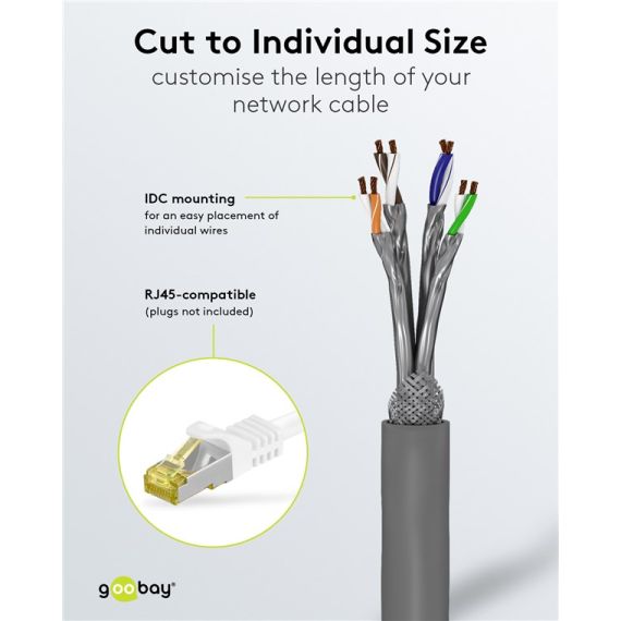 CAT 6A cavo di rete matassa, S/FTP (PiMF), grigio WE96095 Goobay