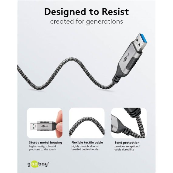 Cavo Ethernet da USB-A 3.0 a RJ45, Slim, 1 m WE74393 Goobay