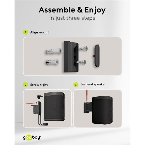 Supporto a parete per altoparlanti One Sound Flex, nero WE70829 Goobay
