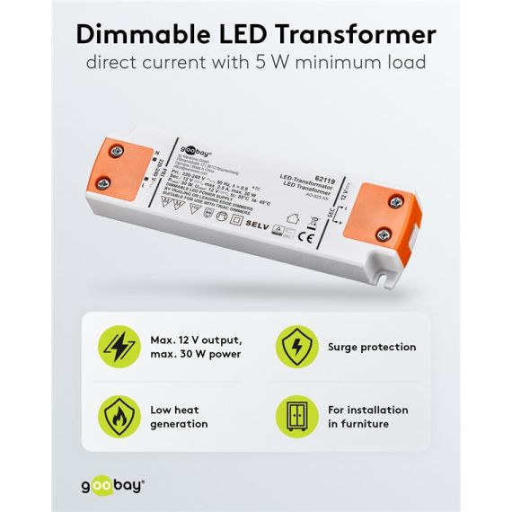 Trasformatore LED 12 V (DC)/30 W WE62119 Goobay