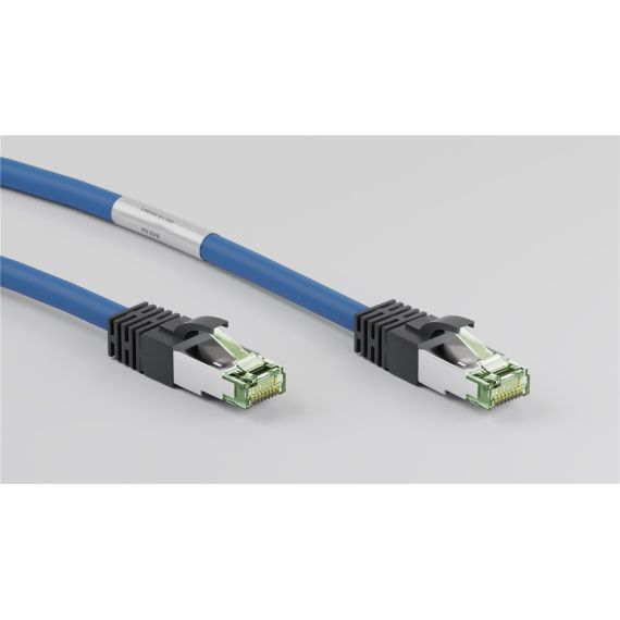 Cavo patch RJ45 (CAT 6A, 500 MHz) con CAT 8.1 cavo grezzo S/FTP, blu WE45664 Goobay