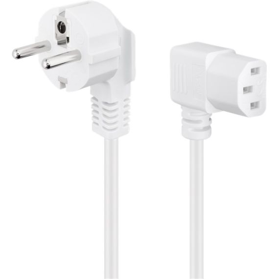 Cavo di collegamento dell'apparecchio freddo angolato su entrambi i lati, 1,5 m, bianco WE96043 Goobay