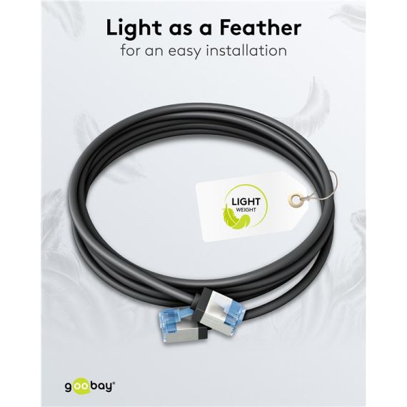 CAT 6A cavo patch ultra-flessibile, slim, U/FTP, nero WE74321 Goobay