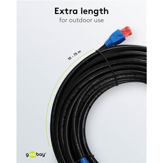 CAT 6 cavo patch per uso esterno, U/UTP, nero WE94397 Goobay