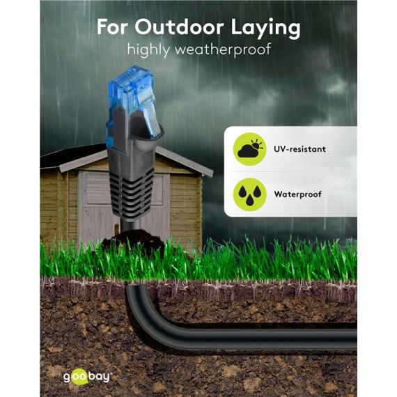 CAT 6A/6A cavo patch per uso esterno, U/UTP, nero WE55436 Goobay