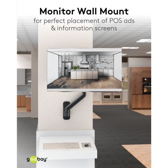 Supporto a parete per monitor singolo, nero WE70820 Goobay