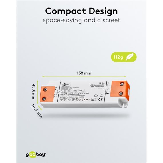 Trasformatore LED 24 V (DC)/30 W WE62120 Goobay