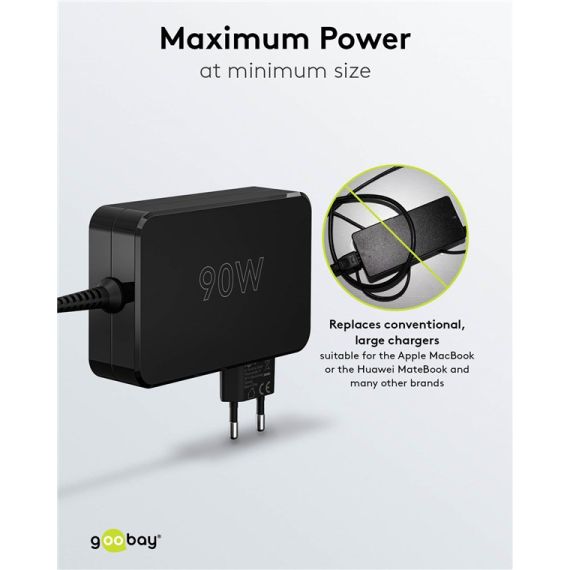 Caricabatterie USB-C per laptop (90 W) nero WE65420 Goobay