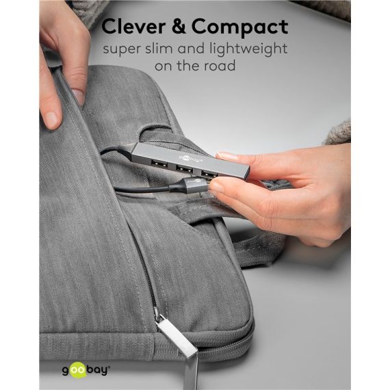 Hub USB Slim a 4 porte, da USB-A a USB-A, USB 3.2 WE74456 Goobay