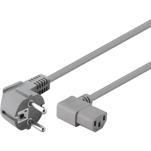 Cavo di collegamento dell'apparecchio freddo angolato su entrambi i lati, 2 m, grigio WE50079 Goobay