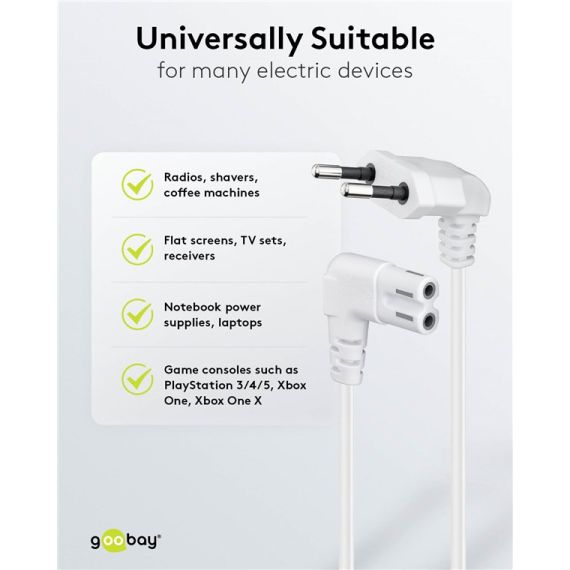 Cavo di collegamento Euro plug angolato alle due estremità, 5 m, bianco WE97357 Goobay