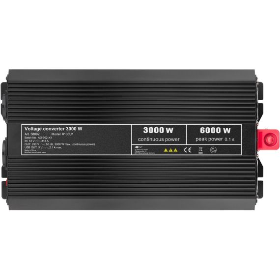 Inverter Soft Start Onda Sinusoidale Modificata DC/AC (12 V - 230 V/3000 W) USB WE58892 Goobay