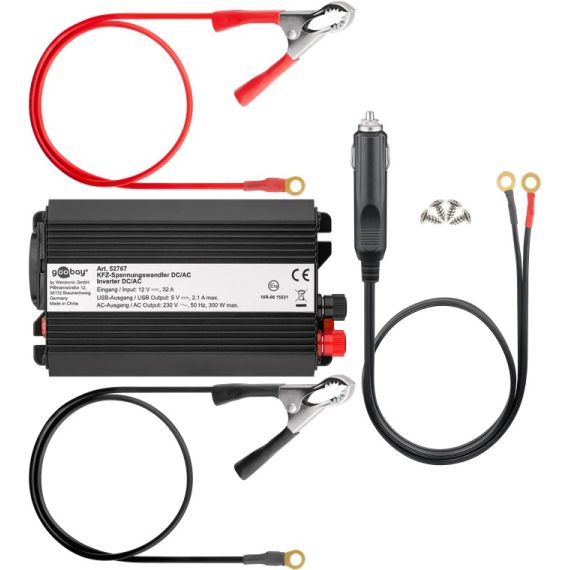 Inverter Soft Start Onda Sinusoidale Modificata DC/AC (12 V - 230 V/300 W) USB WE52767 Goobay