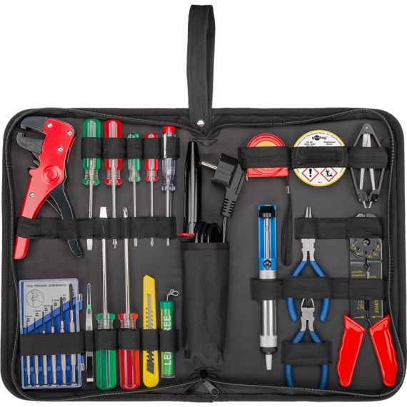 Set di saldatore e strumenti in una pratica borsa, 20 pezzi WE45243 Goobay