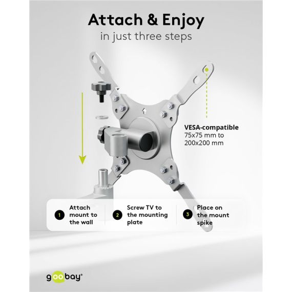 Supporto a parete per TV Caravan FULLMOTION (M), argento WE71989 Goobay