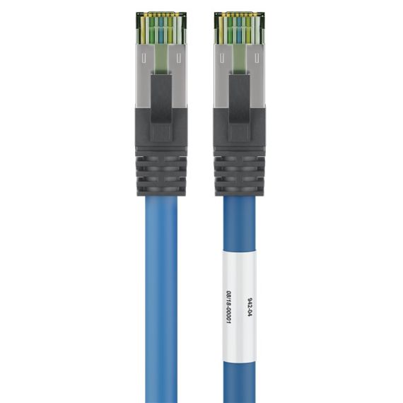 Cavo patch RJ45 (CAT 6A, 500 MHz) con CAT 8.1 cavo grezzo S/FTP, blu WE55119 Goobay