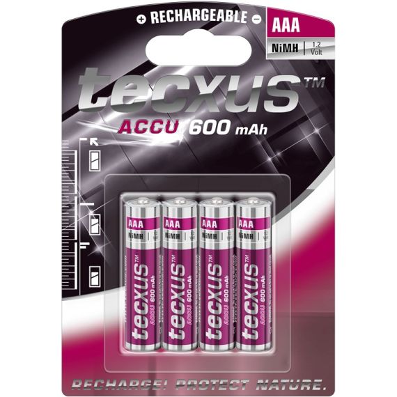 AAA (Micro)/HR03 ricaricabile - 600 mAh, 4 pezzi in blister WE14112 Tecxus