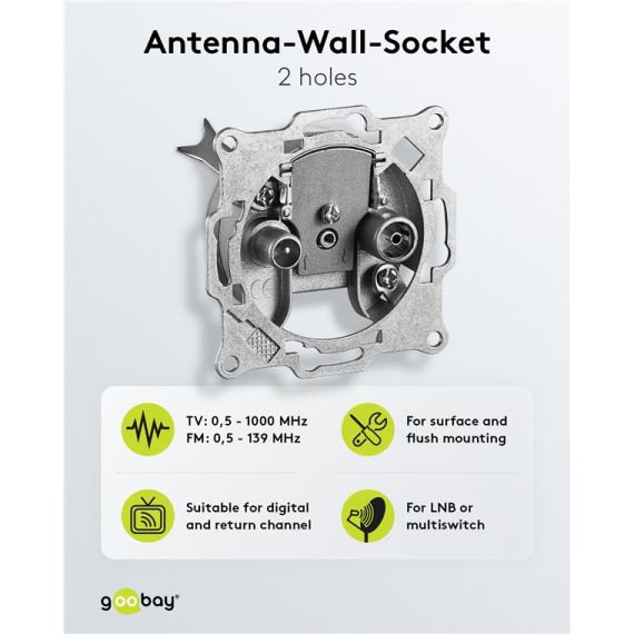 Presa passante per antenna a 2 fori WE67044 Goobay