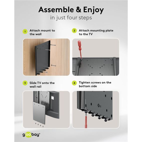 Supporto a parete per TV Caravan FIXED (S), nero WE74414 Goobay
