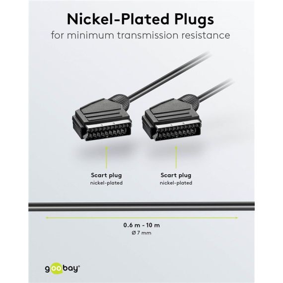Cavo di collegamento Scart, placcato nickel, ø 7 mm WE50177 Goobay