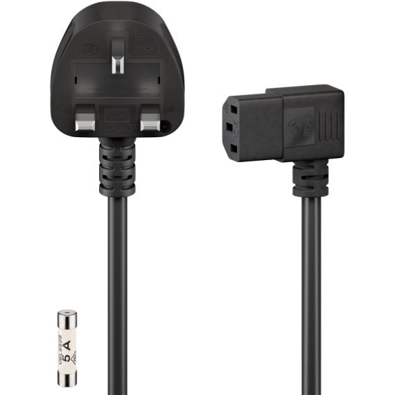 Cavo di rete Regno Unito/UK 90°, 2 m, nero WE45767 Goobay