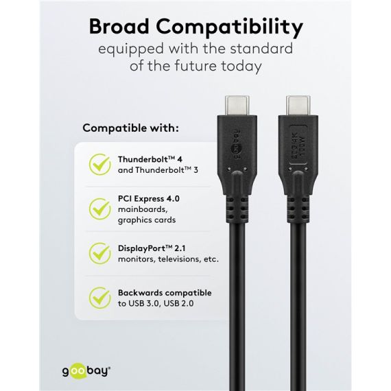 Cavo USB-C, USB4, 100 W, 20 Gbit/s, Power Delivery, 1,5 m WE74196 Goobay