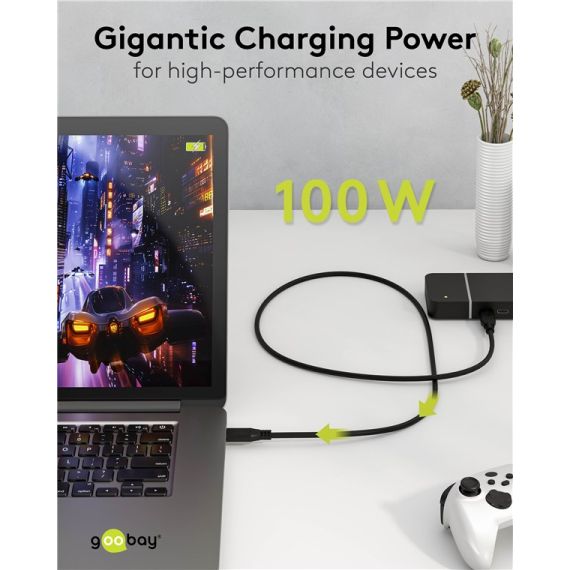 Cavo USB-C, USB4, 100 W, 40 Gbit/s, Power Delivery, 1 m WE74191 Goobay