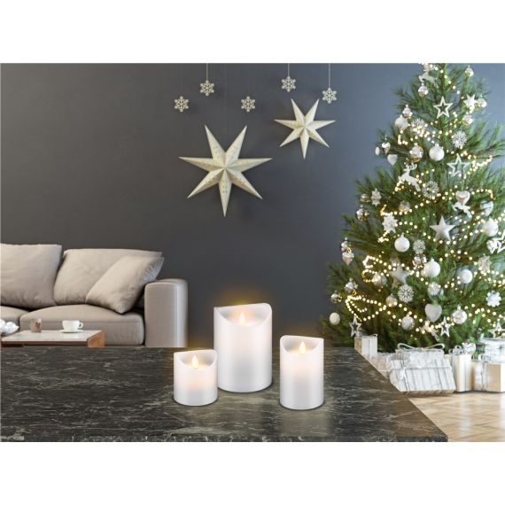 Candela a LED in vera cera, bianco, 7,5x10 cm WE66519 Goobay