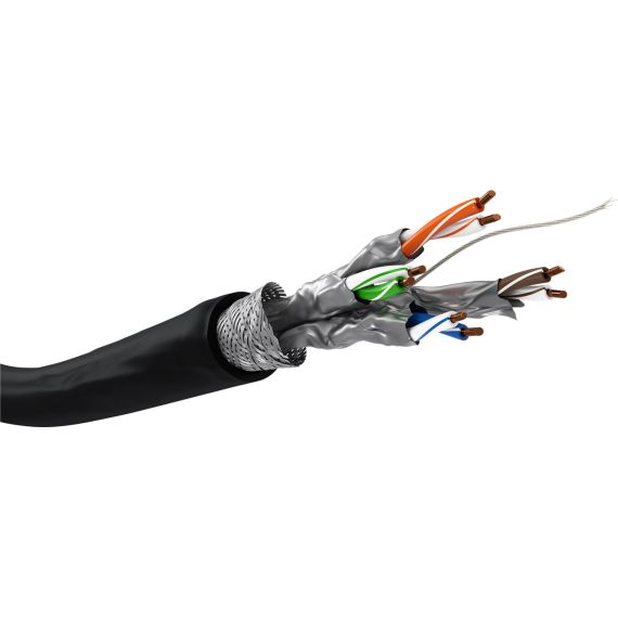 CAT 7 cavo di rete per esterni, S/FTP (PiMF), nero WE53867 Goobay