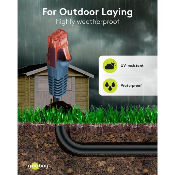 CAT 6 cavo patch per uso esterno, U/UTP, nero WE94391 Goobay