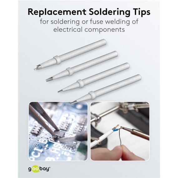 Set di punte di ricambio per stazione di saldatura AP2, 4 punte diverse WE51092 Goobay