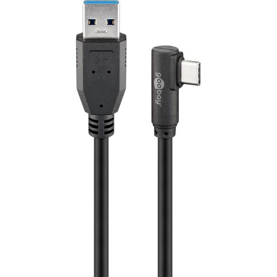USB 3.0 cavo da USB-C a USB-A 90°, 2 m, nero WE66503 Goobay