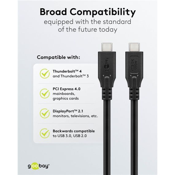 Cavo USB-C, USB4, 100 W, 40 Gbit/s, Power Delivery, 2 m WE74193 Goobay