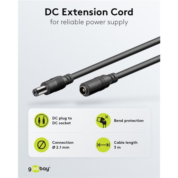 Cavo di prolunga DC, 10 m, nero WE71400 Goobay