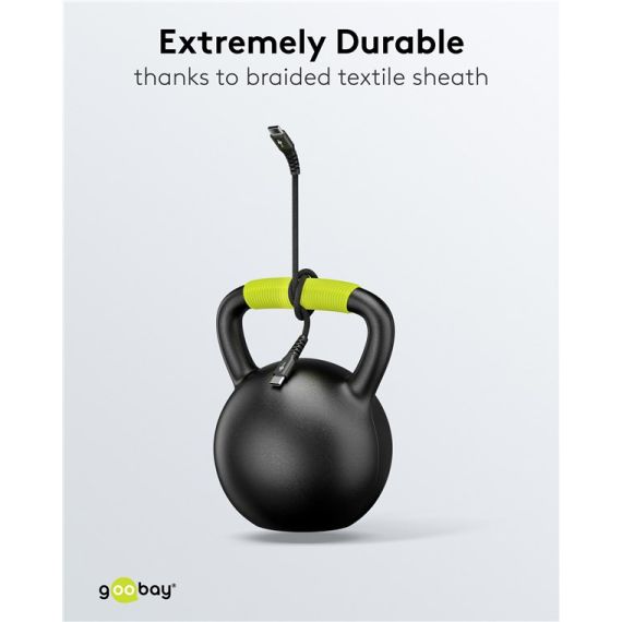 Cavo tessile USB-C supermorbido con connettori in metallo, 3 m, nero WE73955 Goobay