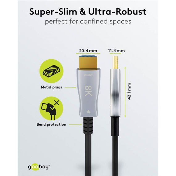 Cavo HDMI ibrido ottico ad altissima velocità con Ethernet (AOC) WE65562 Goobay