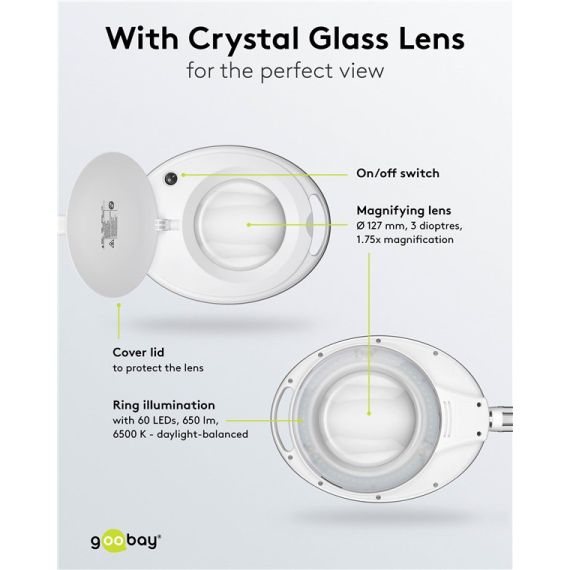 LED lampada d'ingrandimento con morsetto, 8 W, bianco WE60360 Goobay