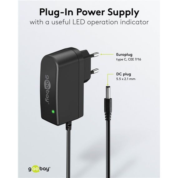 12 V alimentatore (12 W / 1,0 A) WE64977 Goobay