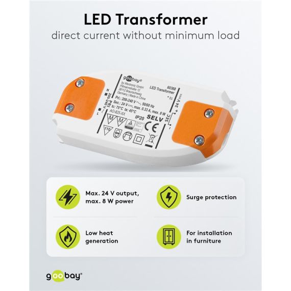 Trasformatore LED 24 V (DC)/8 W WE60368 Goobay