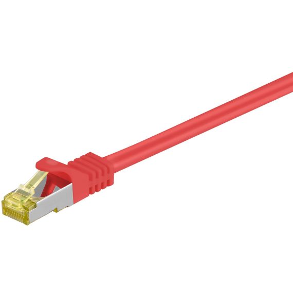 RJ45 cavo patch CAT 6A S/FTP (PiMF), 500 MHz, con cavo grezzo CAT 7 , rosso WE91643 Goobay