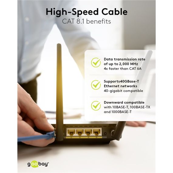 Cavo patch CAT 8.1, S/FTP (PiMF), nero WE66723 Goobay