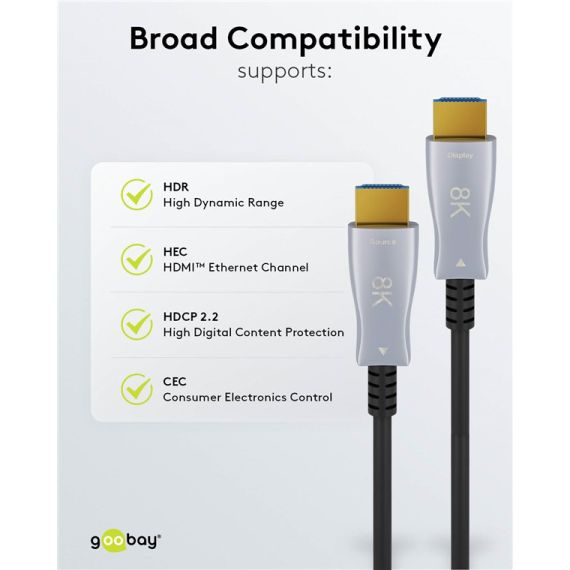 Cavo HDMI ibrido ottico ad altissima velocità con Ethernet (AOC) WE65561 Goobay